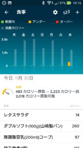 Fitbitアプリ食事のカロリー
